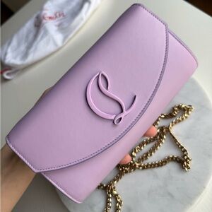Christian Louboutin Loubi54 Wallet on Chain Leather Parme Light Lavender Red